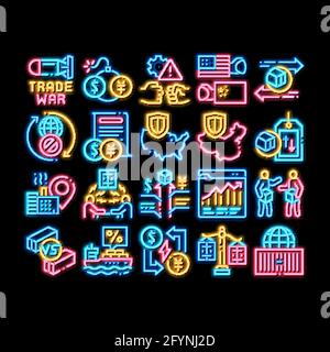 Trade war Business Neon Glow Icon Illustration Stock Vektor