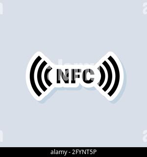 Aufkleber für kontaktlose Zahlung. NFC-Symbol. Drahtlose Zahlung. Symbol für kontaktloses bargeldloses Bezahlen. Vektor auf isoliertem Hintergrund. EPS 10. Stock Vektor