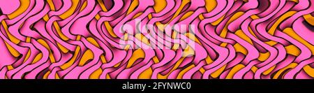 Heller mehrfarbiger gekrümmter Linienhintergrund. Abstrakte psychedelisch Illustration. 3D-Rendering im Großformat Stockfoto