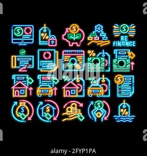 Refinanzierung Financial Neon Glow Icon Illustration Stock Vektor