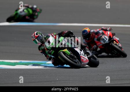 Estoril, Portugal. 29. Mai 2021. Tritt am 29. Mai 2021 beim Rennen 1 der FIM Superbike World Championship Estoril Round auf dem Circuito Estoril in Cascais, Portugal, an. Quelle: Pedro Fiuza/ZUMA Wire/Alamy Live News Stockfoto