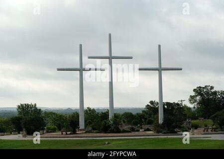 Drei Kreuze an der Coryell Community Church Stockfoto