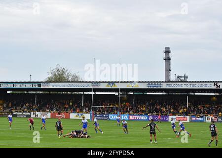 Castleford, England - 28. Mai 2021 - Gesamtansicht während der Rugby League Betfred Super League Runde 8 Castleford Tigers vs Leeds Rhinos im Mend-A-Hose Stadium, Castleford, Großbritannien Dean Williams/Alamy Live News Stockfoto