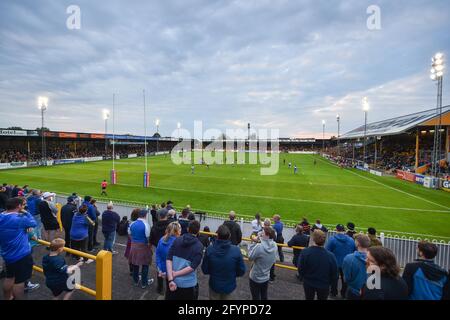 Castleford, England - 28. Mai 2021 - Gesamtansicht während der Rugby League Betfred Super League Runde 8 Castleford Tigers vs Leeds Rhinos im Mend-A-Hose Stadium, Castleford, Großbritannien Dean Williams/Alamy Live News Stockfoto