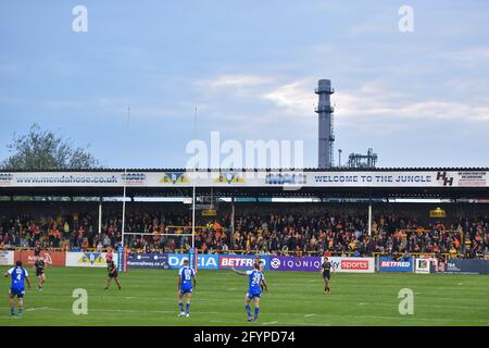 Castleford, England - 28. Mai 2021 - Gesamtansicht während der Rugby League Betfred Super League Runde 8 Castleford Tigers vs Leeds Rhinos im Mend-A-Hose Stadium, Castleford, Großbritannien Dean Williams/Alamy Live News Stockfoto