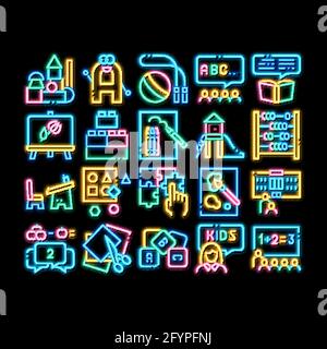 Preschool Bildung Neon leuchten Symbol Illustration Stock Vektor
