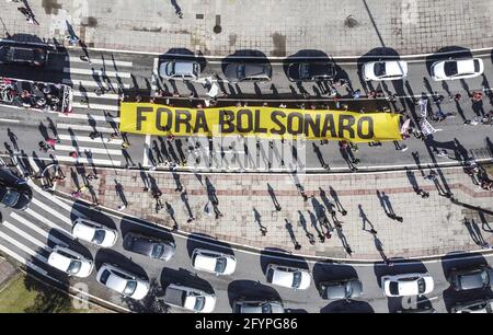 Florianópolis (SC), 29/05/2021 - Manifestação / Fora Bolsonaro - Ocorreu na manhã deste sábado (29) a partir do Largo da Alfândega, e percorrendo as r Stockfoto