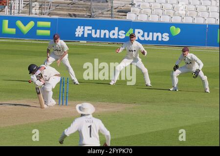 London, Großbritannien. 29. Mai 2021. London, Großbritannien. Als Surrey Gloucestershire in der County Championship beim Kia Oval antreten wird, ist David Rowe/Alamy Live News am dritten Tag dabei Stockfoto