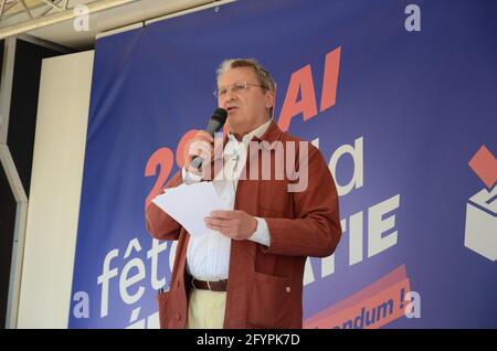 In Paris versammelte das Demokratiefestival mehrere hundert Menschen, die kamen, um sich die Reden des „Pro-frexit“ anzuhören, um aus der EU zu kommen Stockfoto