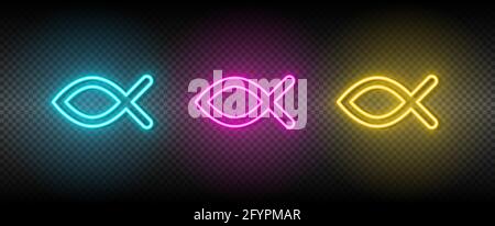 Ichthys Symbol Neon Vektor-Symbol. Stock Vektor