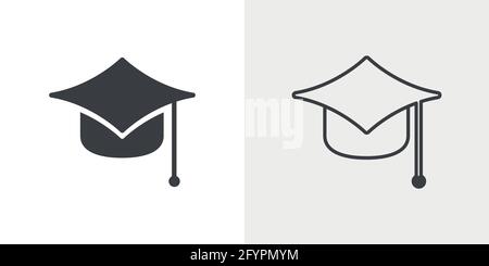 Abschluss Hut Cap Linie Kunst Symbol für Bildung Apps und Websites Stock Vektor