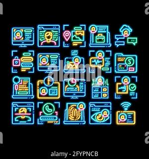 Abbildung des Leuchtsymbols für Digital Identity User Stock Vektor