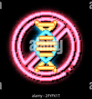Allergenfreie Zeichen Genome Neon leuchten Symbol Illustration Stock Vektor
