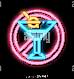 Allergenfrei Zeichen Alkohol Neon leuchten Symbol Illustration Stock Vektor