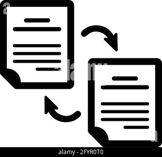 Inhalt, Symbol für die gemeinsame Nutzung von Daten ist auf weißem Hintergrund isoliert. Einfache Vektordarstellung für Grafik- und Webdesign oder kommerzielle Zwecke. Stock Vektor
