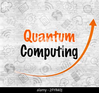 Quantum Computing ist der zukünftige abstrakte technologische Hintergrund. Moderner Typografie-Stil Tech-Kulisse Stockfoto