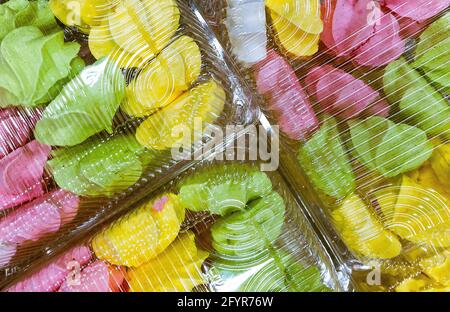 Verpackte marshmallows Pastelltöne, Nahaufnahme Stockfoto