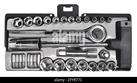 Kfz-Reparatursatz Werkzeuge, isoliert Stockfoto