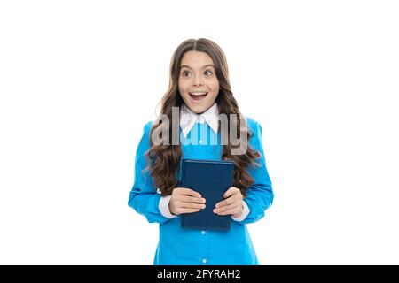 Lesen erhöht meinen Wortschatz. Überraschendes Kinderbuch. Literaturschule. Literarisches Englisch Stockfoto