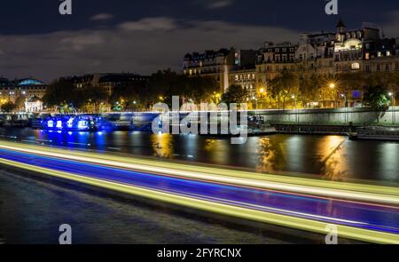 Nachtansicht des Zentrums von Paris, Frankreich Stockfoto