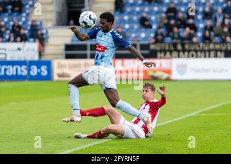 Haderslev, Dänemark. Mai 2021. Haji Wright (25) von SonderjyskE, gesehen während des 3F Superliga-Spiels zwischen SonderjyskE und Aalborg Boldspilklub im Sydbank Park in Haderslev, Dänemark. (Foto: Gonzales Photo - Gastón Szerman). Stockfoto