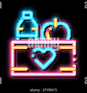 Volunteers Support Food Box Neon Glow Icon Illustration Stock Vektor