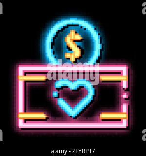 Volunteers Support Money Box Neon Glow Icon Illustration Stock Vektor