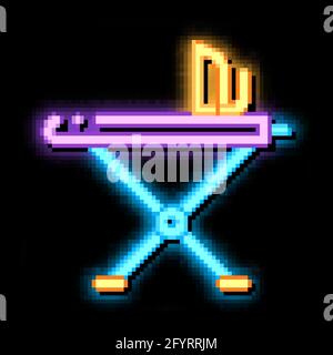 Wäscheservice Bügelservice Ausrüstung Neon leuchten Symbol Illustration Stock Vektor
