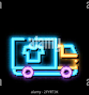 Wäschereiservice Lieferung Neon leuchten Symbol Illustration Stock Vektor