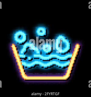 Wäscheservice Seifenlaugezuckerschale Neonglanz Symbol Illustration Stock Vektor