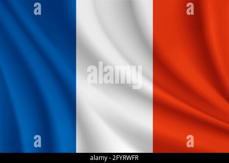 Französischer realistischer Wellenfahnenvektor Stock Vektor