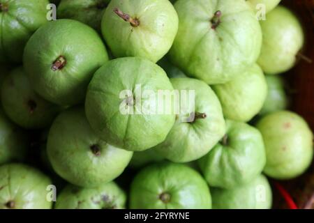 Stapel von Guava Obst auf dem Markt Tablett Stockfoto