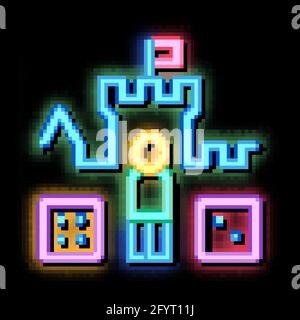 Interaktive Kids Castle Figur Neon Glow Icon Illustration Stock Vektor