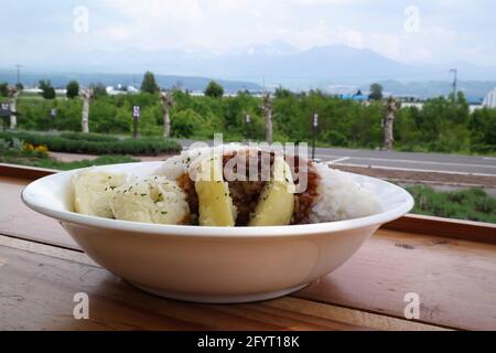 Genießen Sie das eigene Restaurant in der japanischen Landschaft Stockfoto