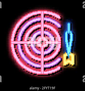 Interaktive Kinder Spiel Darts Neon Glow Symbol Illustration Stock Vektor