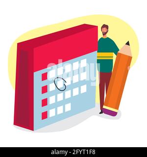 Man machen Zeitplan-Management-Konzept Vektor-Illustration in flachen Stil Stock Vektor