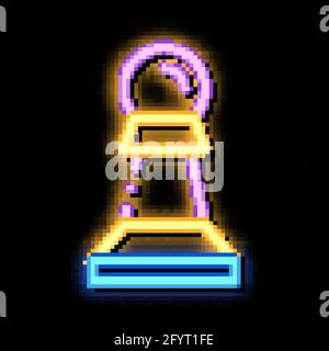 Interaktive Kinder Spiel Schach Neon Glow Symbol Illustration Stock Vektor