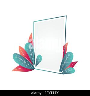 Moderne asymmetrische florale Rahmen mit leeren Text Raum und Blätter Ornament Design-Element. Stock Vektor