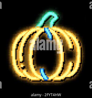 Gesunde Ernährung Gemüse Kürbis Neon leuchten Symbol Illustration Stock Vektor