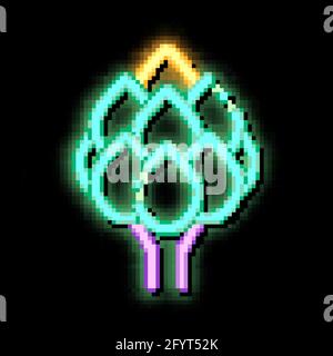 Gesunde Ernährung Gemüse Artischocke Neon leuchten Symbol Illustration Stock Vektor
