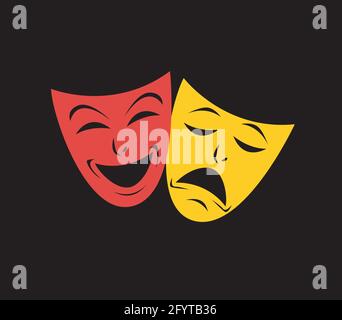 Theater-Ikone mit fröhlichen und traurigen Masken. Vektor-Illustration. Stock Vektor