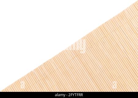 Hintergrund der Bambus-Oberfläche von Matte mit weißem Hintergrund Stockfoto