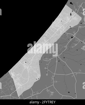 Detaillierte Karte des Verwaltungsgebiets des Gazastreifens. Lizenzfreie Vektorgrafik, Landpanorama. Dekorative Grafik Touristenkarte des Territors des Gazastreifens Stock Vektor