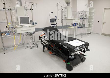 Bukarest, Rumänien - 27. Mai 2021: Details einer neu errichteten Notaufnahme (Notaufnahme) eines Krankenhauses. Stockfoto