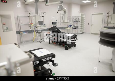 Bukarest, Rumänien - 27. Mai 2021: Details einer neu errichteten Notaufnahme (Notaufnahme) eines Krankenhauses. Stockfoto