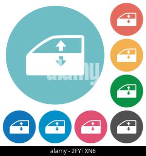 Auto elektrische Fensterheber flache weiße Symbole auf runde Farbe  Hintergründe Stock-Vektorgrafik - Alamy