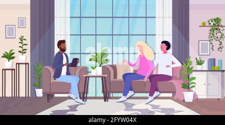 Psychotherapeut Beratung junge Familie paar Patienten während der Psychotherapie-Sitzung mental Gesundheit Stock Vektor