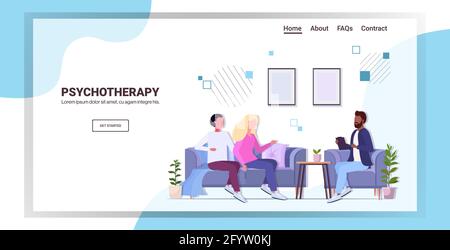 Psychotherapeut Beratung junge Familie paar Patienten während der Psychotherapie-Sitzung mental Gesundheit Stock Vektor