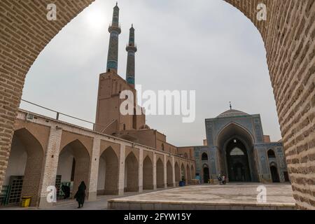 Der Innenhof der Jameh-Moschee in Yazd, Provinz Yazd, Iran. Stockfoto