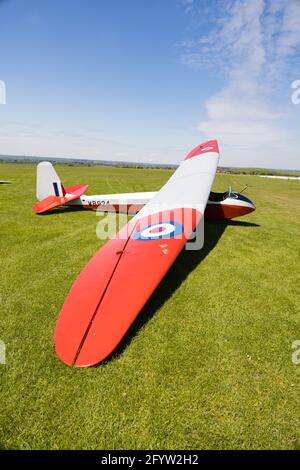 Vintage Slingsby T21b Segelflugzeug in den Farben der RAF Air Cadets, WB924 im London Gliding Club in Dunstable Stockfoto